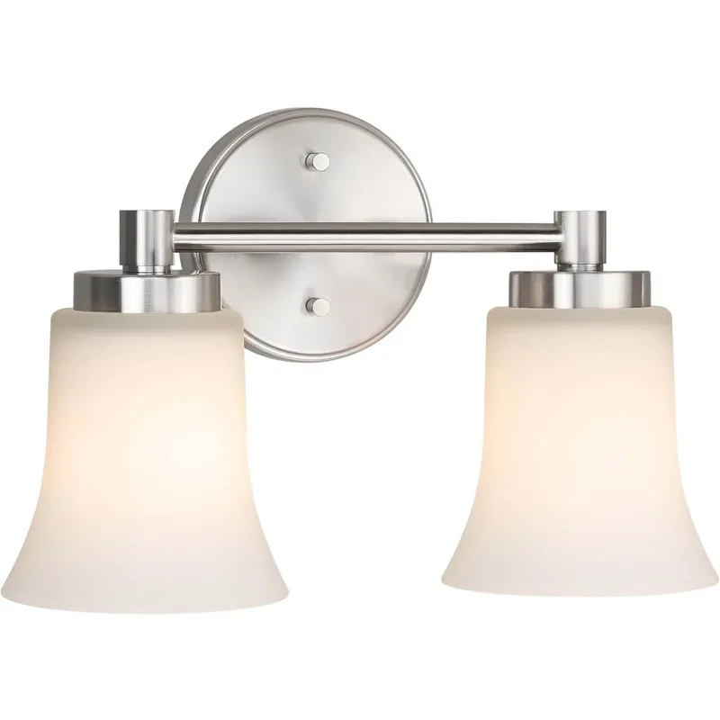 Modern Glass Vanity Light - Brushed Nickel - 2 Light XB-W1235-2-BN — XiNBEi Lighting LED Wall Lights 60.0W 
