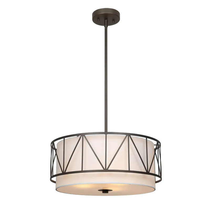 Modern Drum Chandelier with Metal Cage & Fabric Shade XB-P330-DB — XiNBEi Lighting LED Pendant Lights 60.0W 
