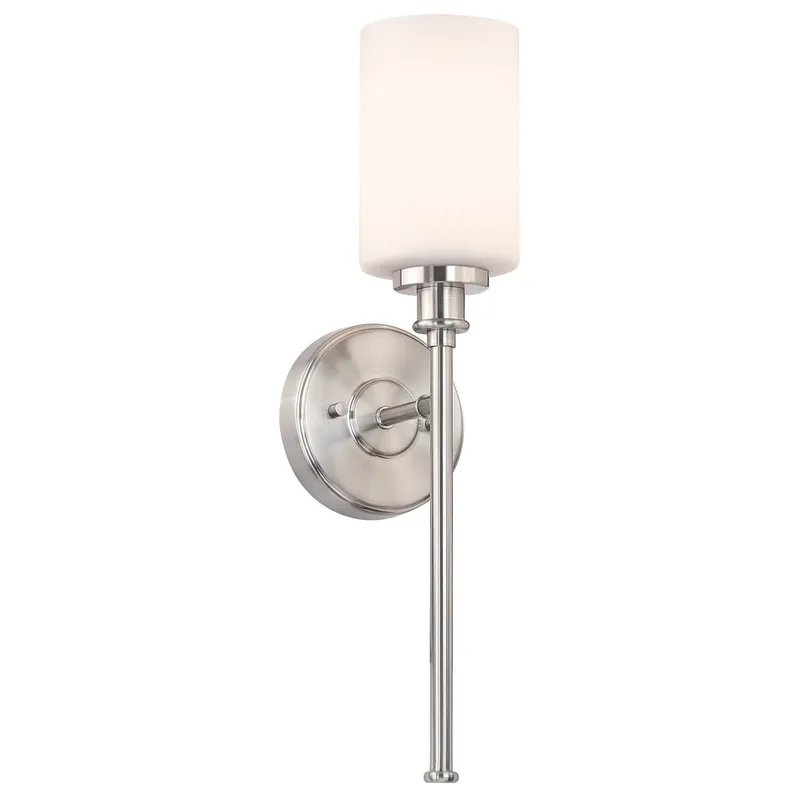 Modern Brushed Nickel Wall Sconce with White Glass Shade XB-W1305-1-BN — XiNBEi Lighting LED Wall Lights 60.0W 