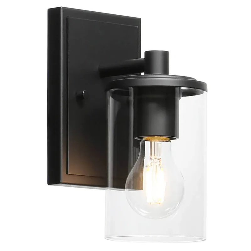 Modern Black Bathroom Vanity Wall Sconce with Glass Shade XB-W1240-1-MB — XiNBEi Lighting LED Wall Lights 60.0W 