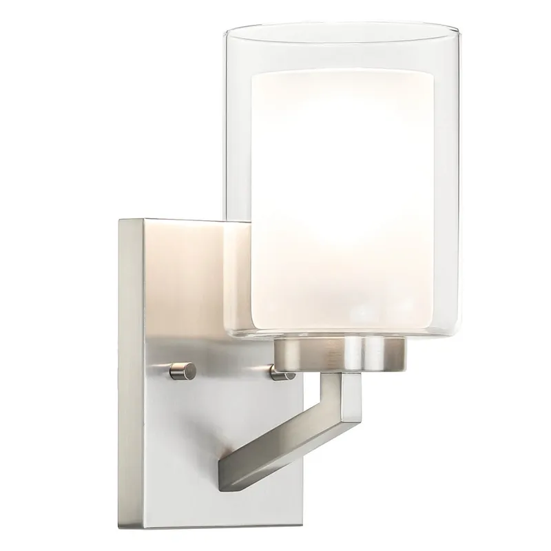 Modern Brushed Nickel Wall Sconce - Dual Glass XB-W1294-1-BN — XiNBEi Lighting LED Wall Lights 60.0W 