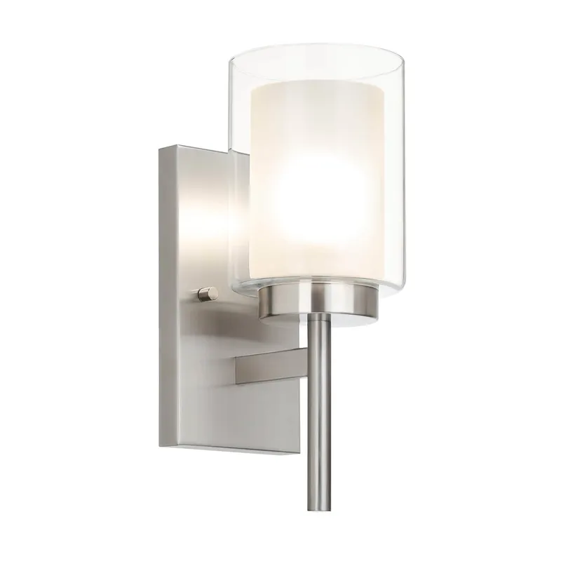 Modern Indoor Vanity Light with Dual Glass Shade XB-W1276-1-BN — XiNBEi Lighting LED Wall Lights 60.0W 