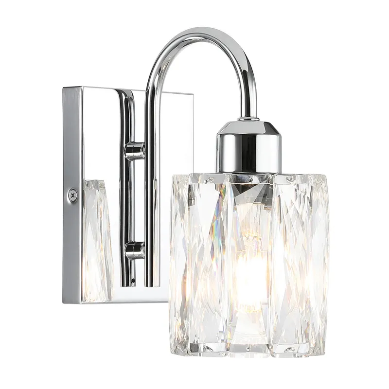Modern Chrome Wall Sconce with Crystal Shade XB-W326-1-CH — XiNBEi Lighting LED Wall Lights 60.0W 