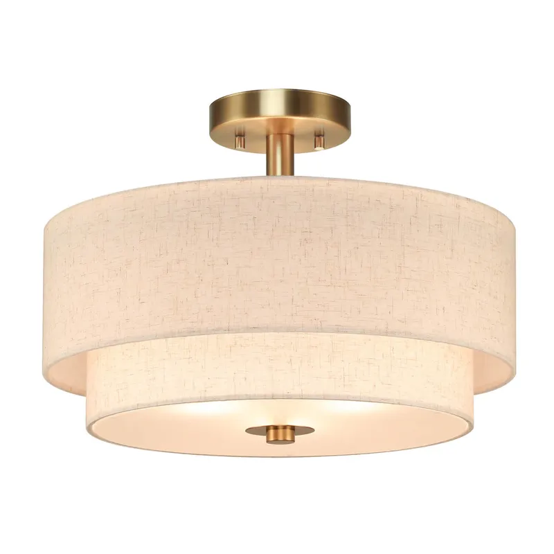 16 inch Brass Double Drum Ceiling Light for Bedroom & Living Room XB-SF1289-BS — XiNBEi Lighting LED Ceiling Lights 60.0W 