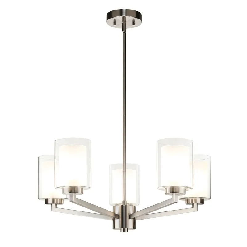 Modern Brushed Nickel Chandelier - 5 Light Fixture XB-C1294-5-BN — XiNBEi Lighting LED Pendant Lights 60.0W 