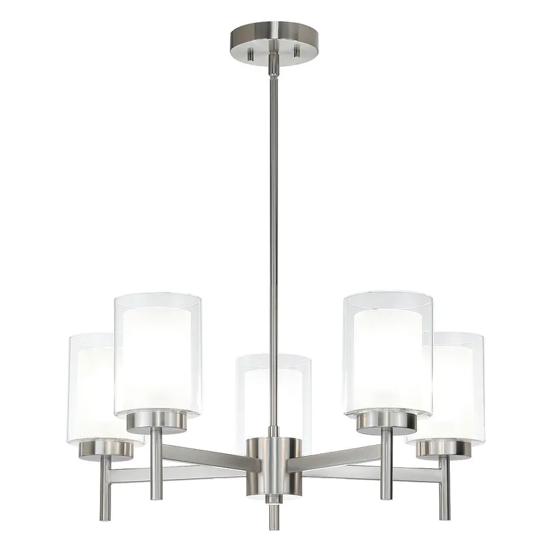 Modern 5 Light Glass Pendant Chandelier - Brushed Nickel XB-C1276-5-BN — XiNBEi Lighting LED Pendant Lights 60.0W 