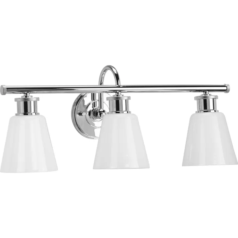 Ashford Collection Three-Light Opal Glass Bath Vanity Wall Light — Progress Lighting LED Wall Lights  