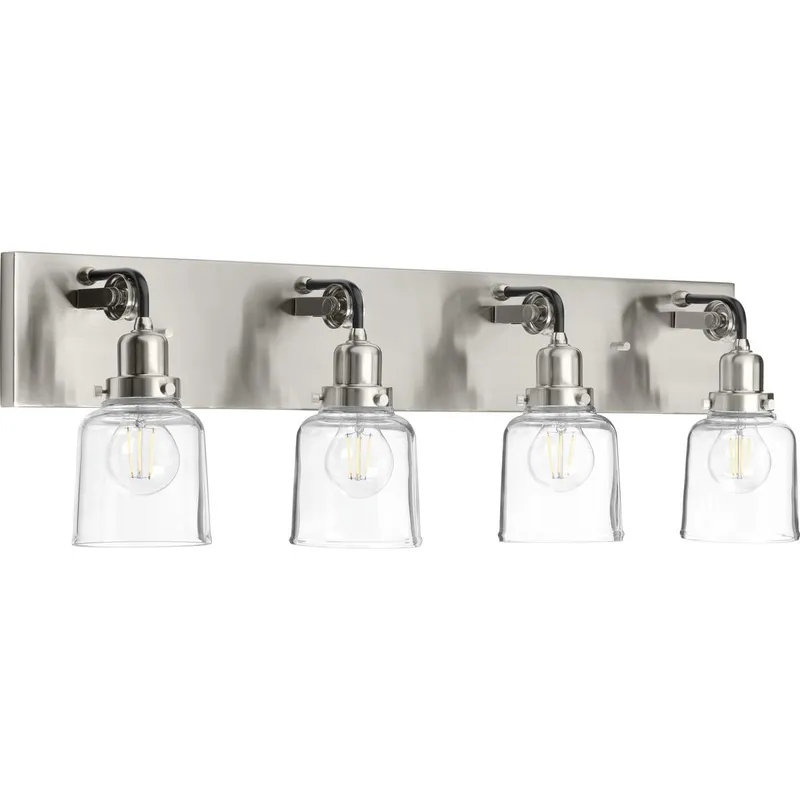 Rushton Collection Four-Light Clear Glass Bath Vanity Light — Progress Lighting LED Wall Lights  