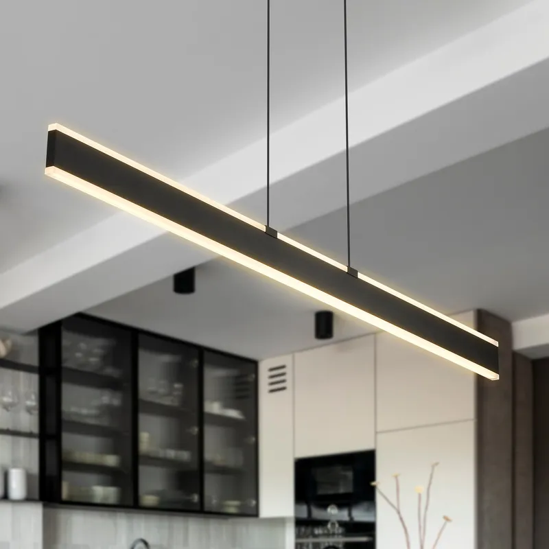 VONN Wezen VMC36904BL 48" Up-Down Integrated LED ETL Certified Pendant, Height Adjustable Chandelier, Black — VONN Lighting LED Linear Lights  