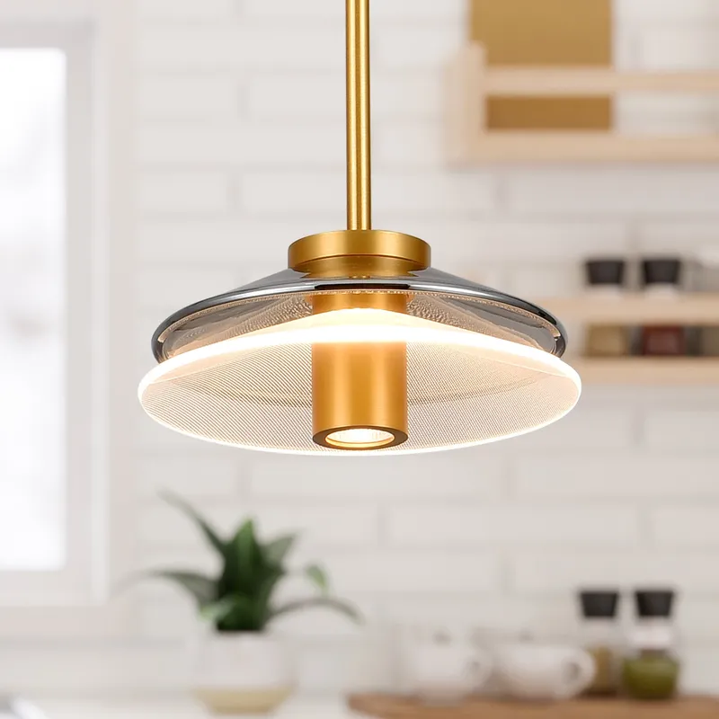 VONN Artisan Verona VAP2311BL 7" Integrated LED ETL Certified Height Adjustable Pendant, with Glass Shade, Black — VONN Lighting LED Pendant Lights  
