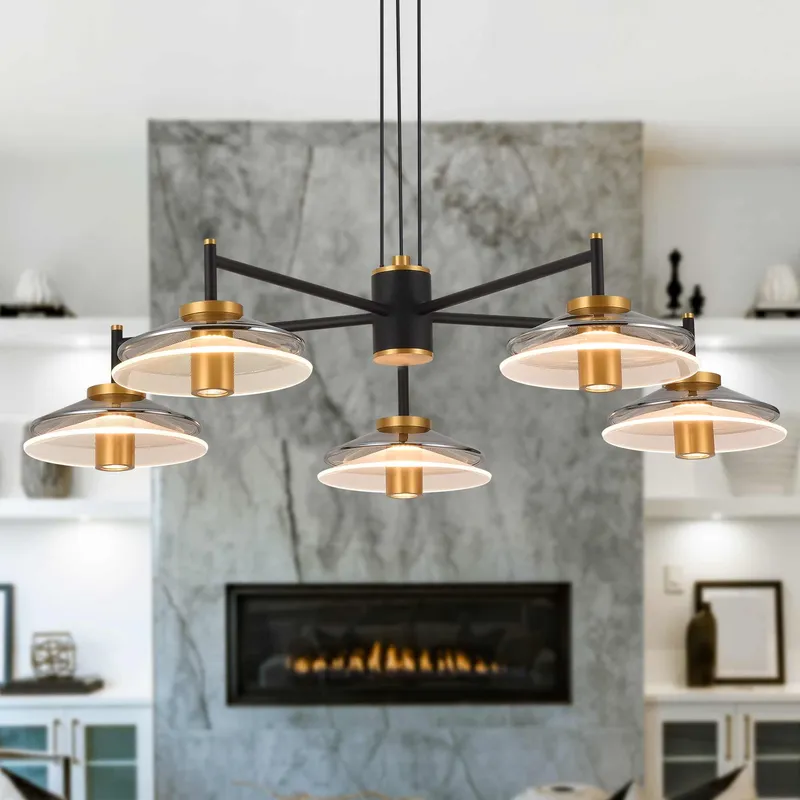 VONN Artisan Verona VAC3315BL 31" Integrated LED ETL Certified Pendant, Height Adjustable Chandelier, Black — VONN Lighting LED Pendant Lights  