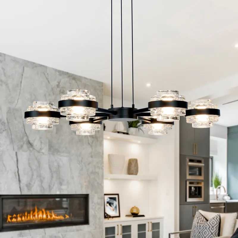 VONN Artisan Milano VAP2336BL 25" Integrated LED ETL Certified Pendant, Height Adjustable Chandelier, Black — VONN Lighting LED Linear Lights  