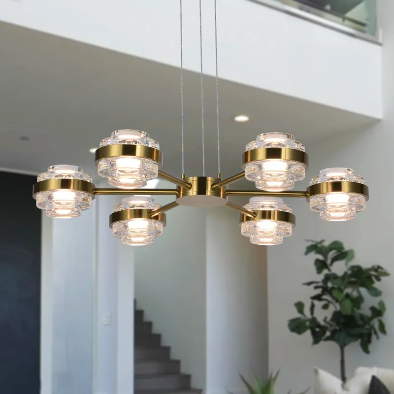 VONN Milano 25" 6-Light LED Pendant in Antique Brass VAP2336AB — VONN Lighting LED Linear Lights  3000K