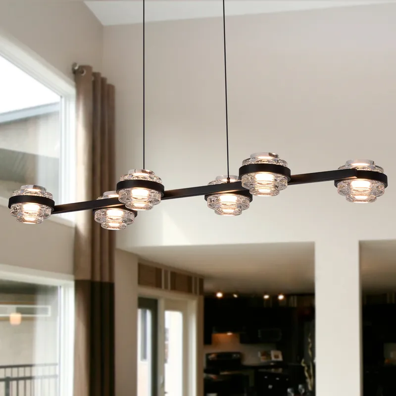 VONN Artisan Milano VAC3LN336BL 39" Integrated LED ETL Certified Pendant, Height Adjustable Chandelier, Black — VONN Lighting LED Linear Lights  