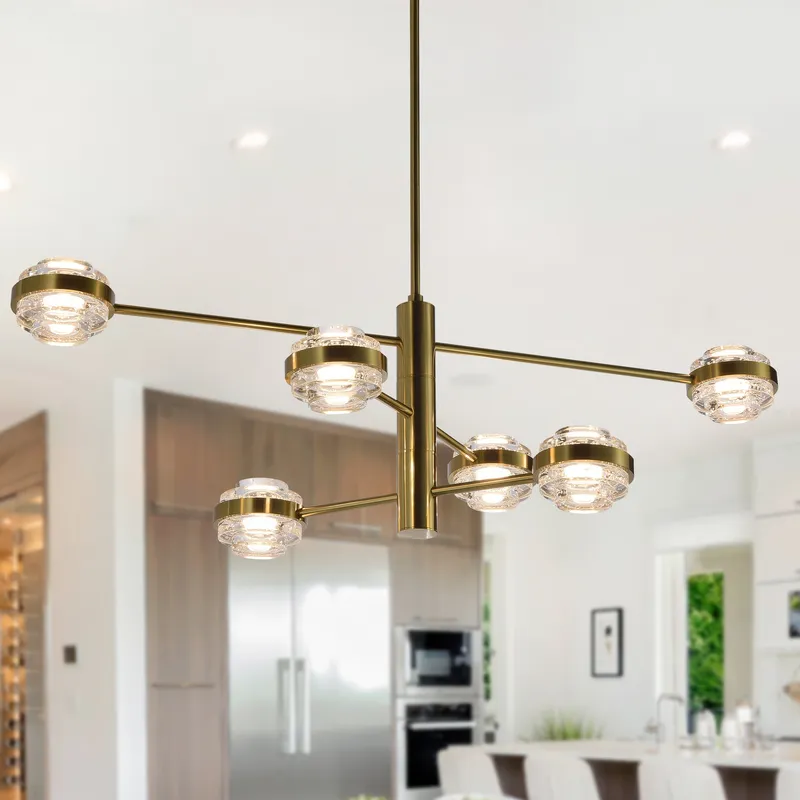 VONN Artisan Milano VAC333RD6AB 40" Integrated LED ETL Certified Chandelier with Height Adjustable Rods, Antique Brass — VONN Lighting LED Linear Lights  