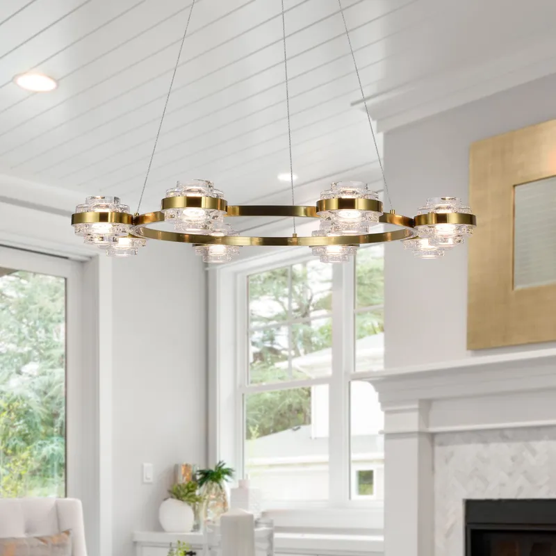 VONN Milano 33-inch 8-Light Antique Brass Ring Chandelier VAC3338AB — VONN Lighting LED Pendant Lights  3000K