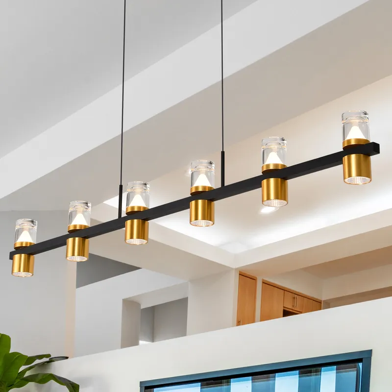 VONN Artisan Ellegi VMC34247BL 47" Integrated LED ETL Certified Pendant, Height Adjustable Chandelier, Black — VONN Lighting LED Linear Lights  