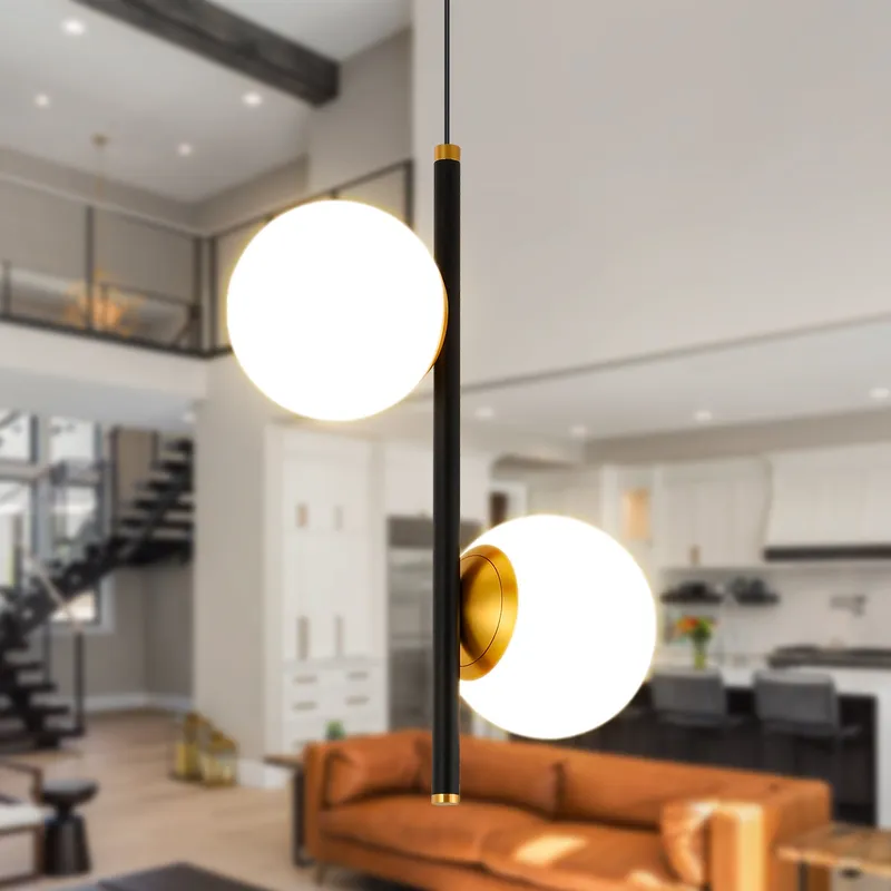 VONN Capri VCP2202BL 100-277V 11" 2-Light Integrated LED ETL Certified Height Adjustable Black Pendant, Black — VONN Lighting LED Pendant Lights  