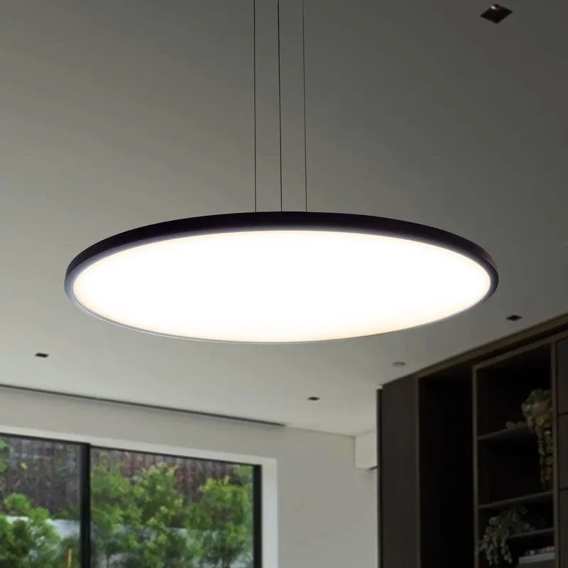 VONN Salm VMC31840BL 24" Integrated LED ETL Certified Pendant Light Height Adjustable Disc Chandelier, Black — VONN Lighting LED Pendant Lights  