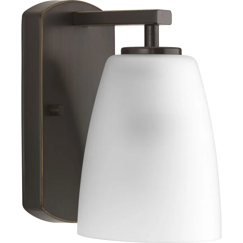 Leap Collection One-Light Etched Glass Bath Vanity Light — Progress Lighting LED Wall Lights  