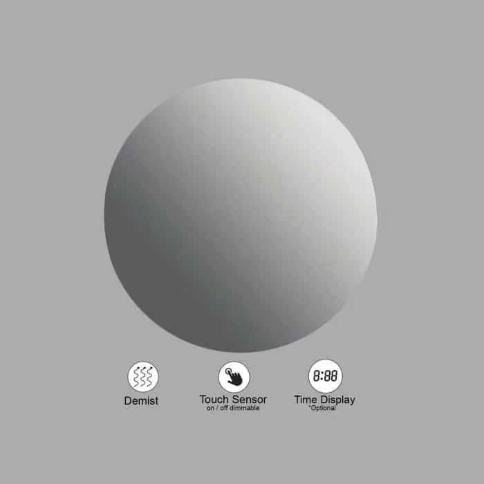 VONN VMRS0220 LED Bath Mirror in Silver with Frosted Edge, Round 24"W x 24"H or 30"W x 30"H — VONN Lighting LED Wall Lights  