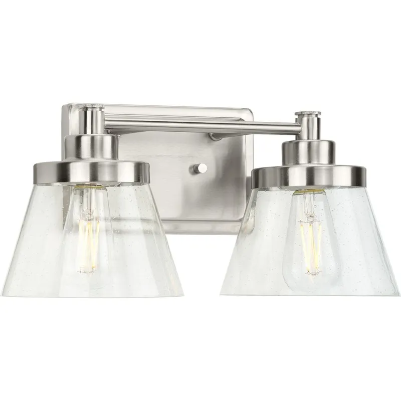 Hinton Collection Two-Light Clear Seeded Glass Bath Vanity Light — Progress Lighting LED Wall Lights  