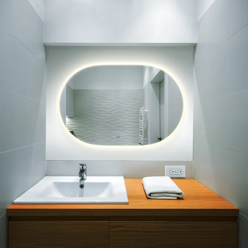 VONN VMRS6530ATW Tunable White LED Bath Mirror in Silver and Frosted Edge, Oval 36"W x 24"H — VONN Lighting LED Wall Lights  