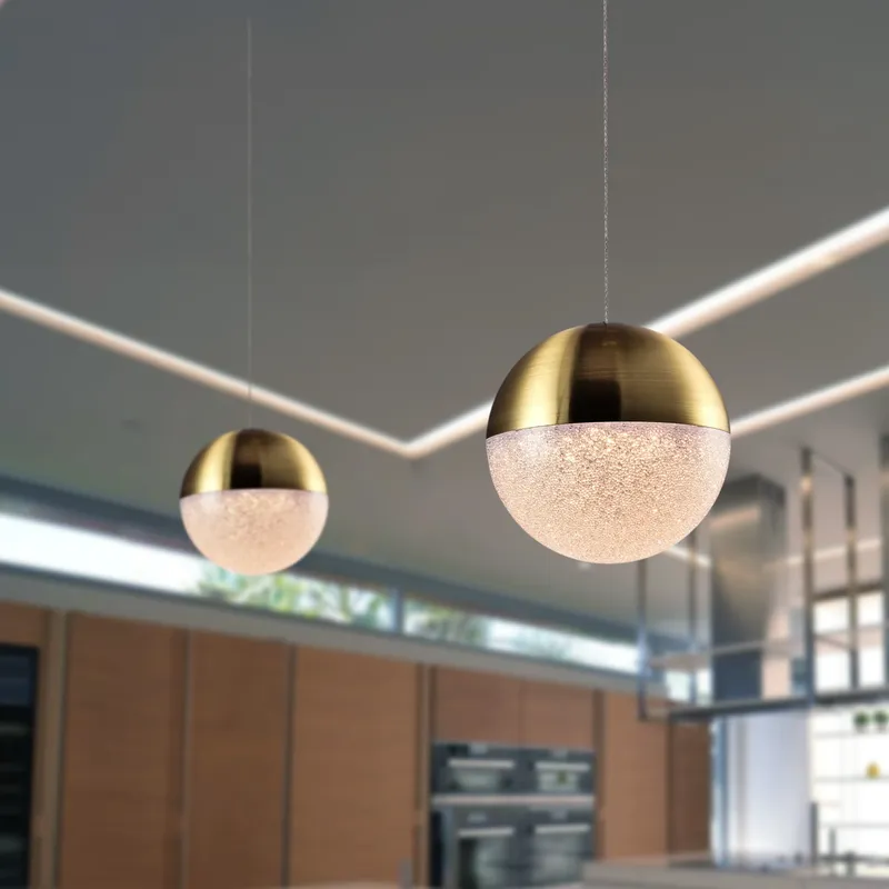 VONN Artisan Ravello VAP2281BRS 5" Integrated LED ETL Certified Height Adjustable Pendant w/ Globe Shade, Brass — VONN Lighting LED Pendant Lights  