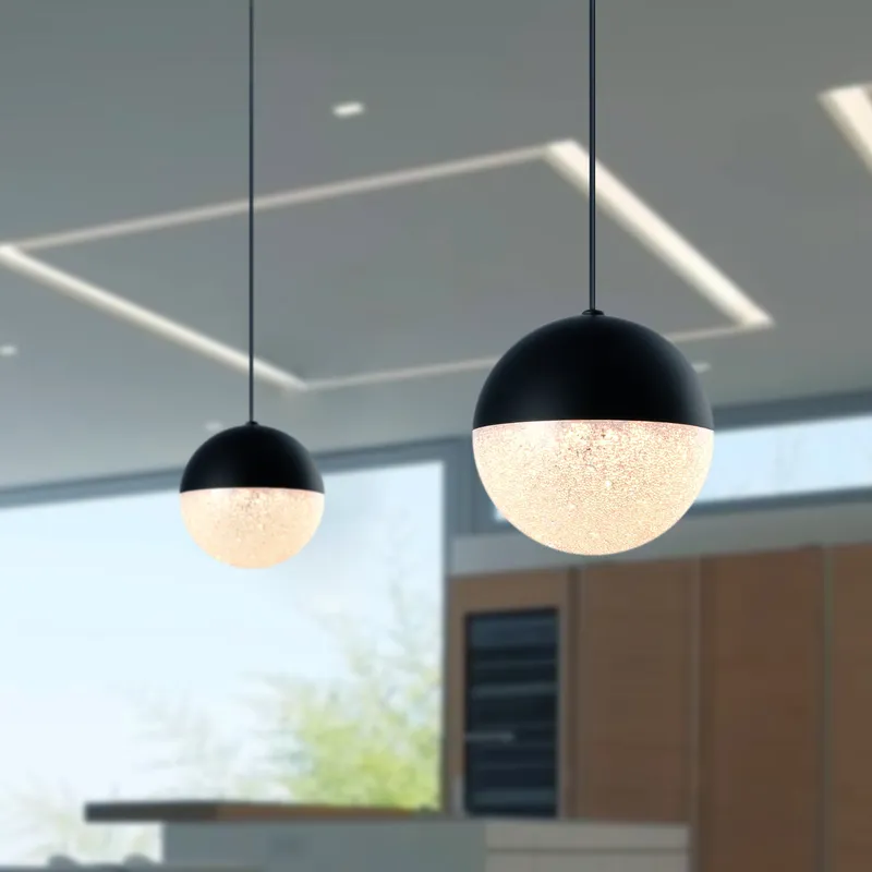 VONN Artisan Ravello VAP2281BL 5" Integrated LED ETL Certified Height Adjustable Pendant w/ Globe Shade, Black — VONN Lighting LED Pendant Lights  