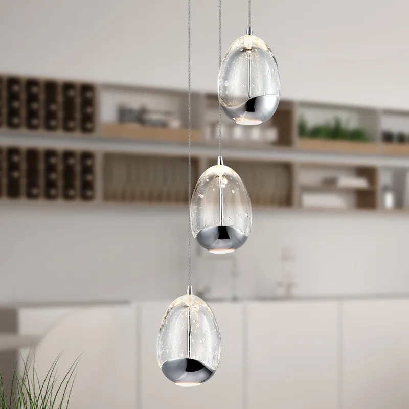 VONN Artisan Venezia VAP2203CH 3-Light Integrated LED ETL Certified Pendant, Height Adjustable Chandelier, Black — VONN Lighting LED Pendant Lights  