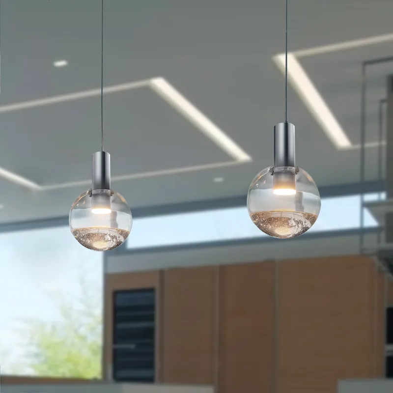 VONN Sienna 5" LED Pendant with Glitter Glass Shade, Chrome VAP2181CH — VONN Lighting LED Pendant Lights  3000K