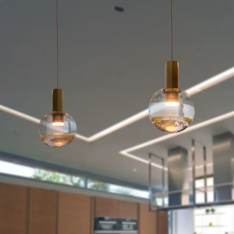 VONN Sienna 5" LED Pendant with Glitter Glass Shade, Brass VAP2181BRS — VONN Lighting LED Pendant Lights  3000K