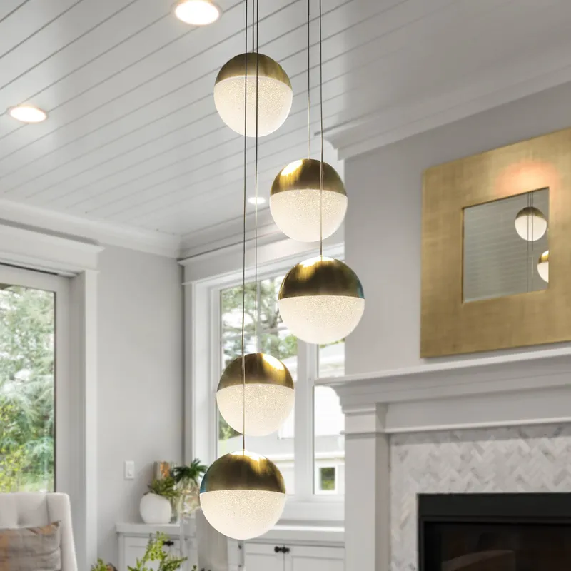 VONN Ravello 5-Light LED Pendant VAC3285BRS in Brass — VONN Lighting LED Pendant Lights  3000K