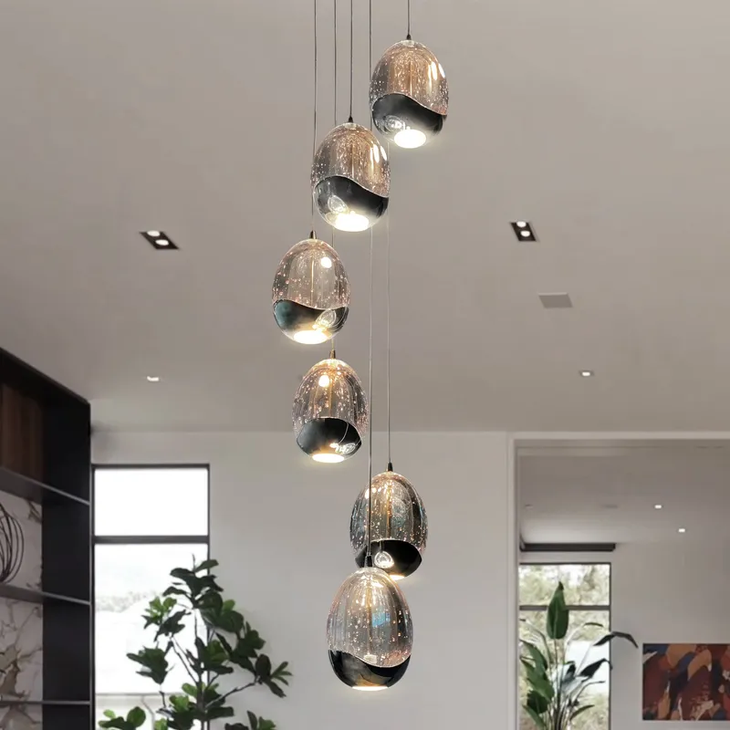 VONN Venezia 7-Light LED Pendant with Bubbly Glass Globes VAC3207CH Chrome — VONN Lighting LED Pendant Lights  3000K