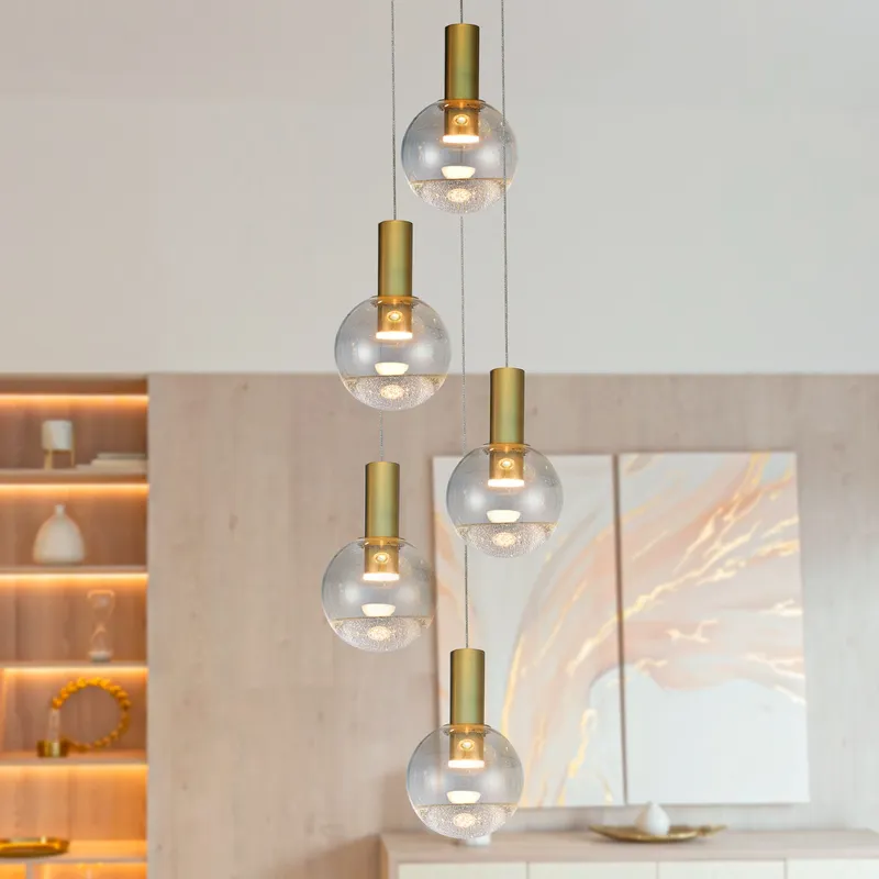 VONN Artisan Sienna 5-Light LED Pendant VAC3185BRS, Brass — VONN Lighting LED Pendant Lights  3000K