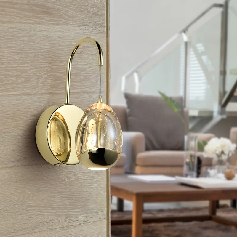 VONN Artisan Venezia VAW1201GL 5" Integrated LED ETL Certified Wall Sconce Light with Glass Shade, Gold — VONN Lighting LED Wall Lights  3000K