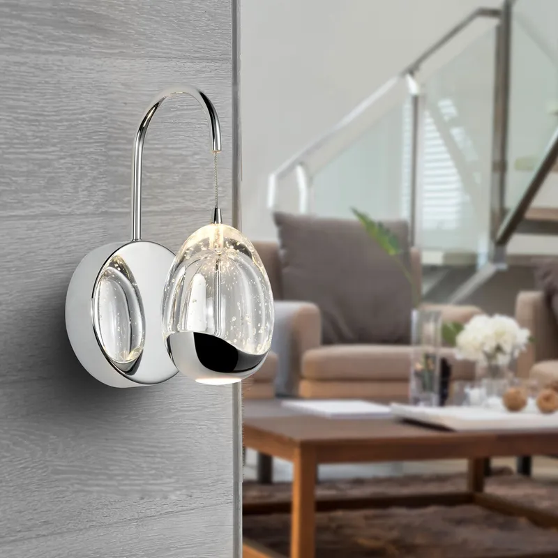 VONN Artisan Venezia 5" Integrated LED Wall Sconce Light with Clear Glass Shade, ETL Certified VAW1201CH Chrome — VONN Lighting LED Wall Lights  3000K