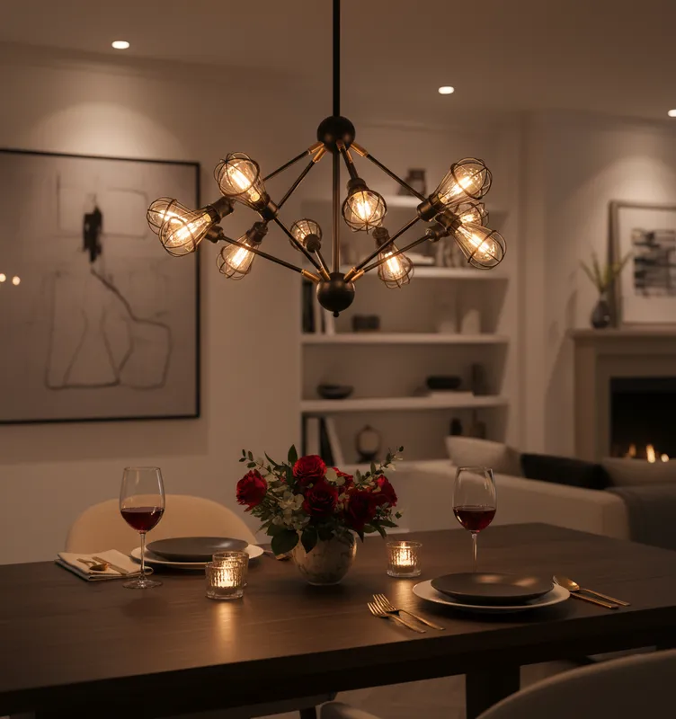 VONN VVC31320BL 36" UL Certified Multi-Pivoting-Arm Chandelier with LED Filament Bulbs, Matte Black — VONN Lighting LED Pendant Lights  