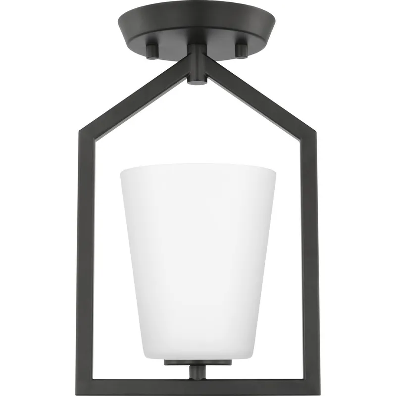 Vertex Collection One-Light Etched White Semi-Flush Mount — Progress Lighting LED Post Top Lights  