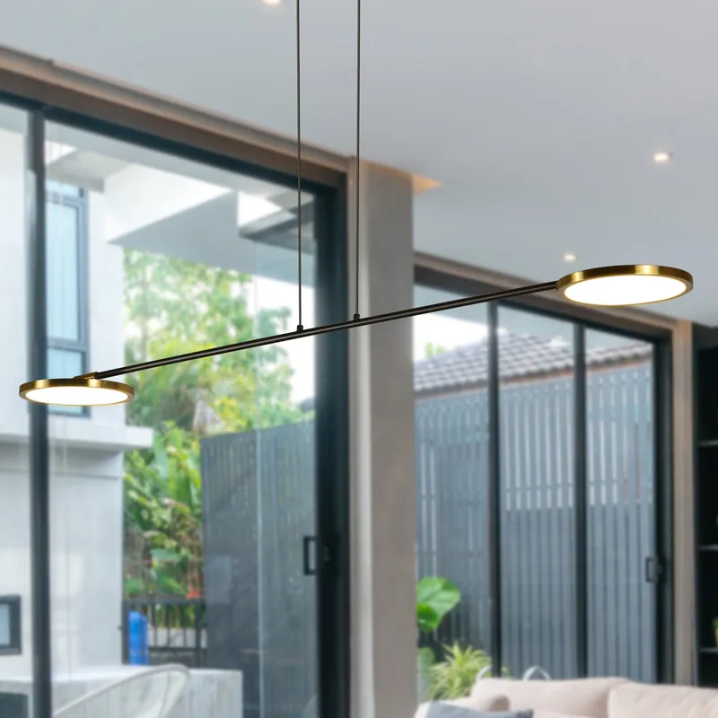 VONN Torino 39" LED Pendant with Rotating Disks, Antique Brass VAP2192AB — VONN Lighting LED Linear Lights  3000K