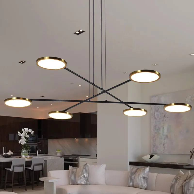 VONN Artisan Torino 39" LED Chandelier with Rotating Disks, Antique Brass VAC3196AB — VONN Lighting LED Linear Lights  3000K