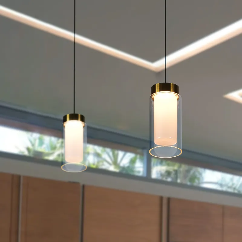 VONN Artisan Genoa VAP2111BL 5" Integrated LED ETL Certified Height Adjustable Pendant with Glass Shade, Black — VONN Lighting LED Pendant Lights  