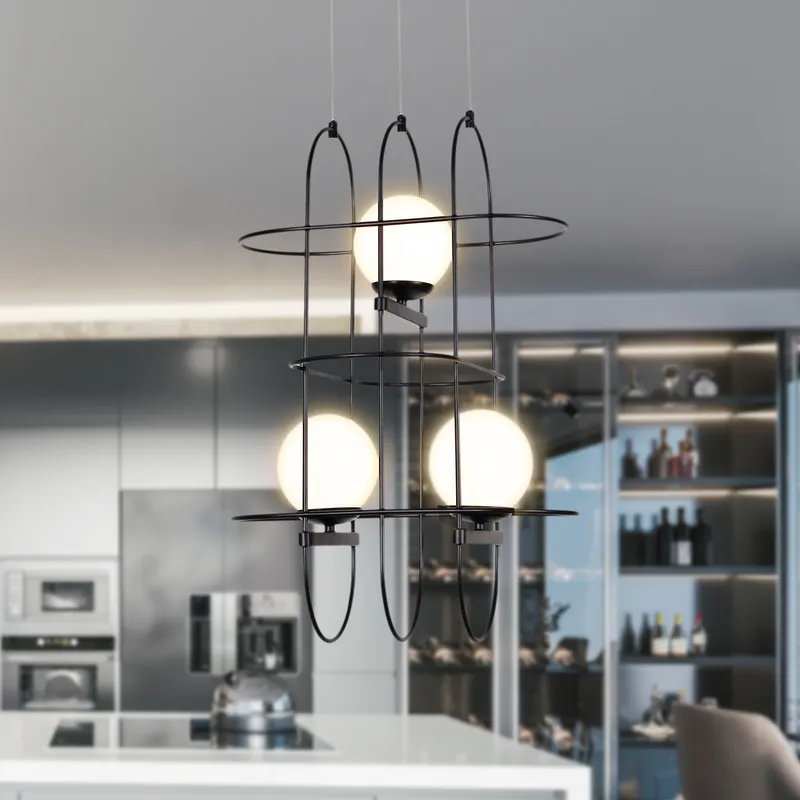 VONN Artisan Lyra VAC3273BL 16" Integrated LED Kitchen Chandelier Black — VONN Lighting LED Pendant Lights  3000K