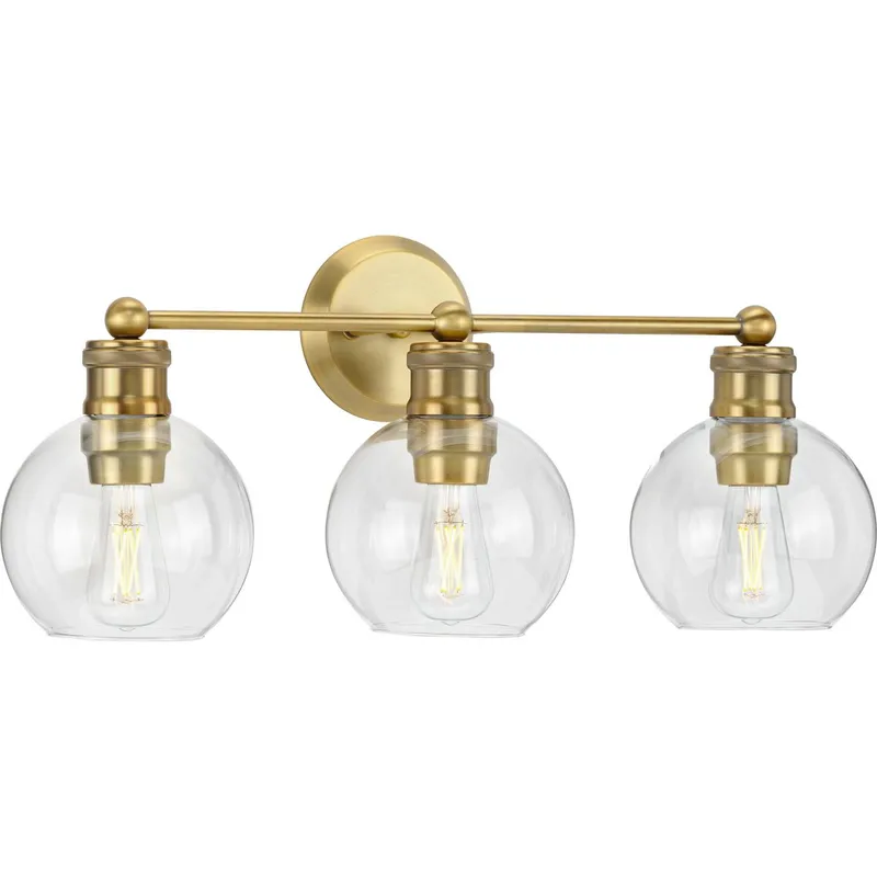 Hansford Collection Three-Light Clear Glass Bath Vanity Light — Progress Lighting LED Wall Lights  