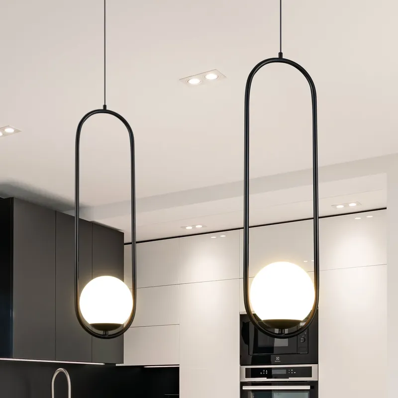 VONN Capri VCP2105BL 7" Integrated LED ETL Certified Height Adjustable Pendant with Glass Shade in Black — VONN Lighting LED Pendant Lights 9.0W 3000K