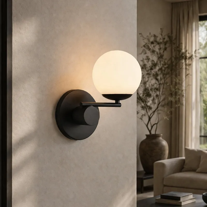 VONN Capri VCW1108BL 9" Integrated LED ETL Certified Wall Sconce Light in Black with 1 Glass Shade — VONN Lighting LED Wall Lights  