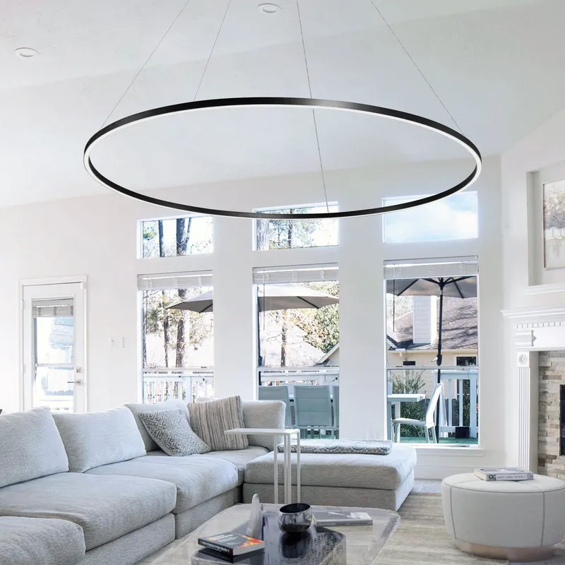 VONN Tania VMC34972BL 72" Integrated LED Ring Chandelier in Black — VONN Lighting LED Pendant Lights  3000K