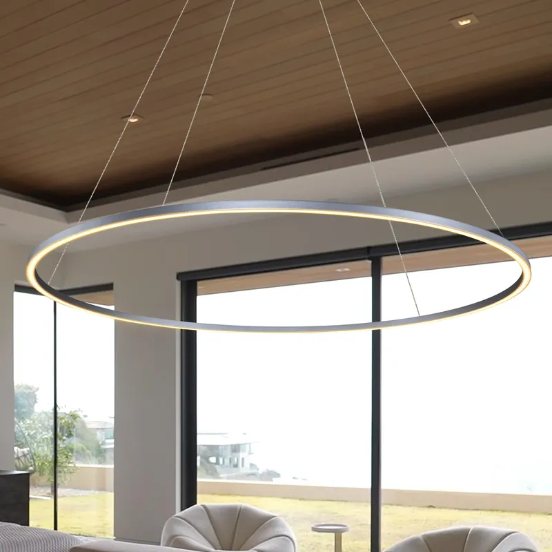 VONN Tania VMC34972AL 72" Integrated LED Ring Chandelier in Silver — VONN Lighting LED Pendant Lights  3000K