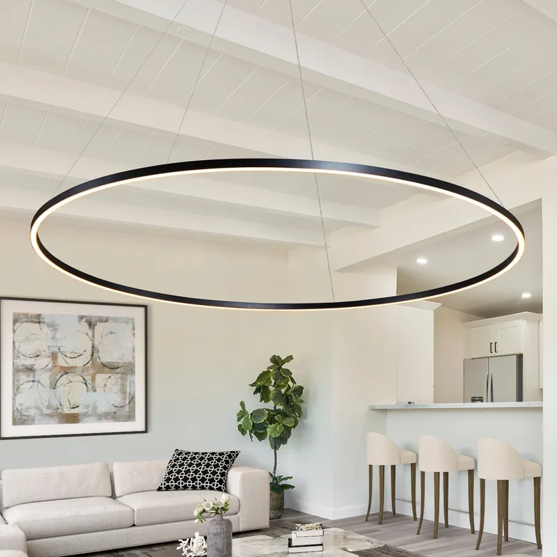 VONN Tania VMC34960BL 60" Integrated LED Ring Chandelier in Black — VONN Lighting LED Pendant Lights  3000K