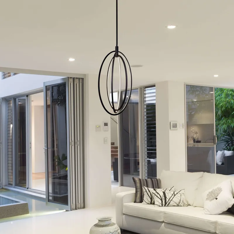 VONN Radium VRP29013BL 15" ETL Certified Integrated LED Rotating Pendant with Height Adjustable Downrod — VONN Lighting LED Pendant Lights  